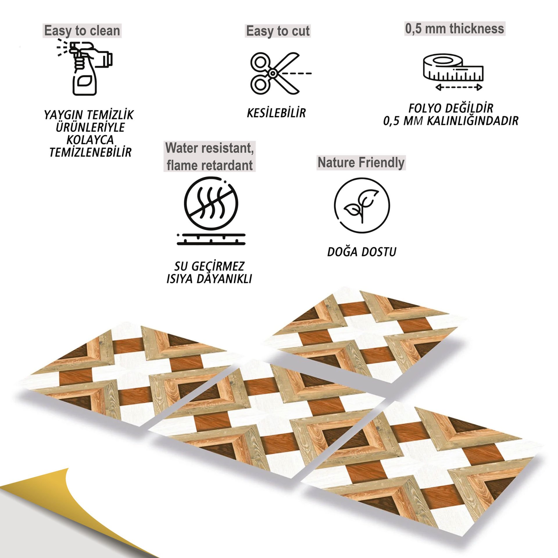 Tink Kendinden Yapışkanlı Ahşap Görünümlü Pvc 006 30x30 cm