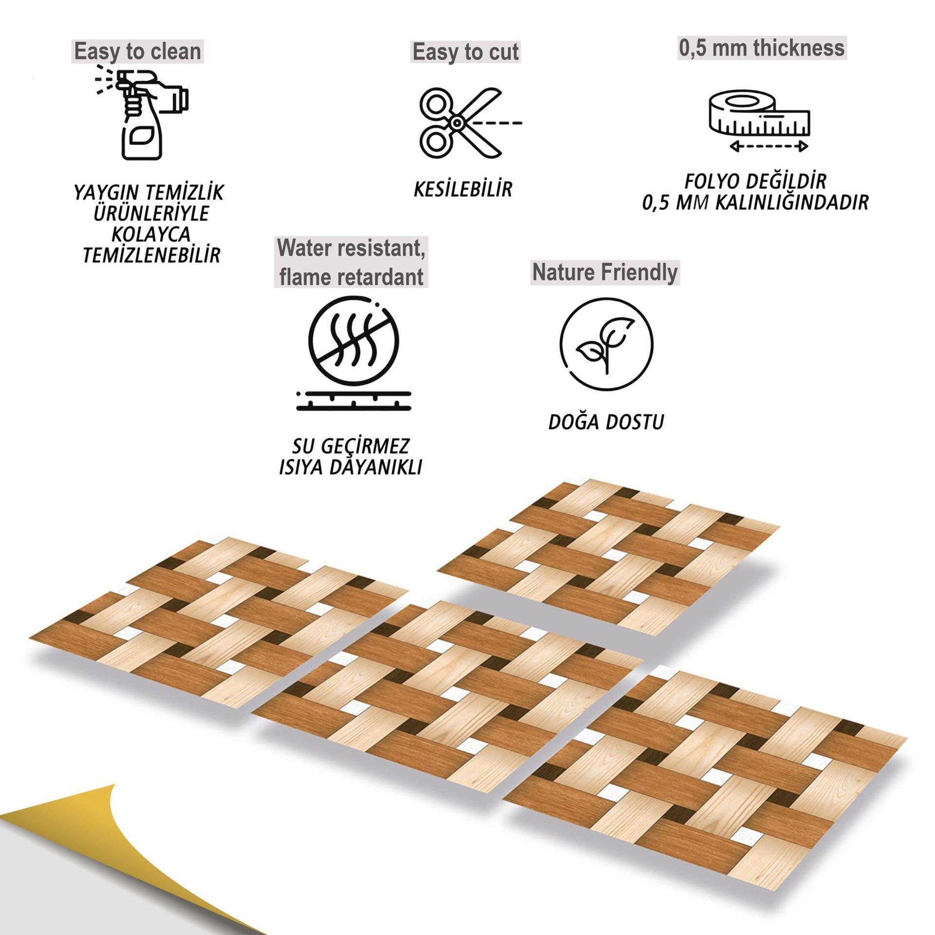 Tink Kendinden Yapışkanlı Ahşap Görünümlü Pvc 007 30x30 cm