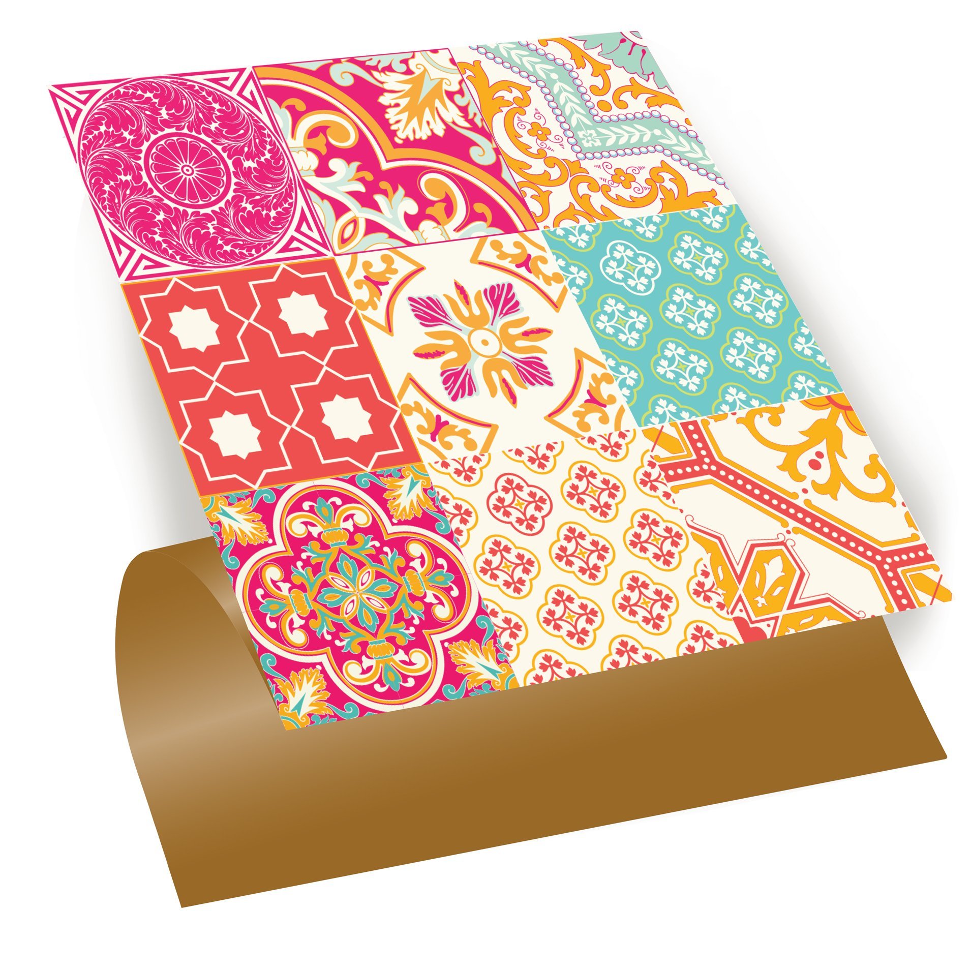 Tink Self Adhesive Mixed Pink Patterned 30x30 cm PVC Floor Wall Covering