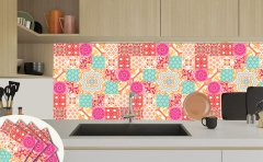 Tink Kendinden Yapışkanlı Karma Pembe Desenli 30x30 cm Pvc Yer Duvar Döşemesi