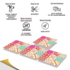 Tink Kendinden Yapışkanlı Karma Pembe Desenli 30x30 cm Pvc Yer Duvar Döşemesi