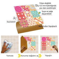 Tink Kendinden Yapışkanlı Karma Pembe Desenli 30x30 cm Pvc Yer Duvar Döşemesi