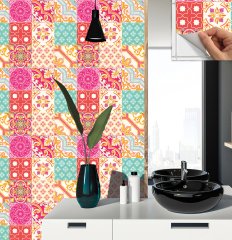 Tink Self Adhesive Mixed Pink Patterned 30x30 cm PVC Floor Wall Covering