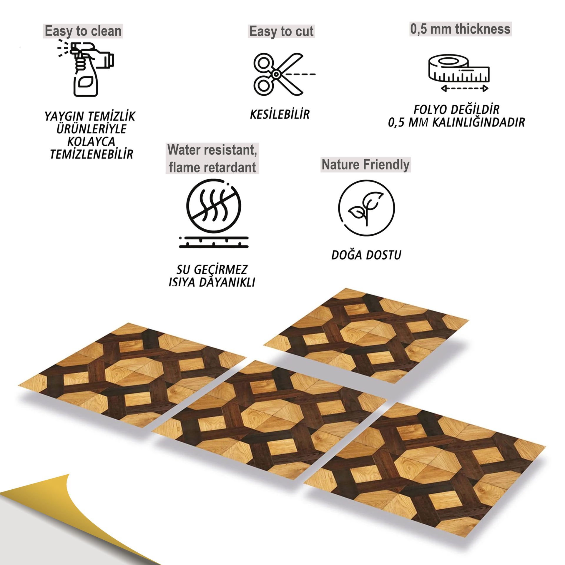 Tink Kendinden Yapışkanlı Ahşap Görünümlü Pvc 008 30x30 cm