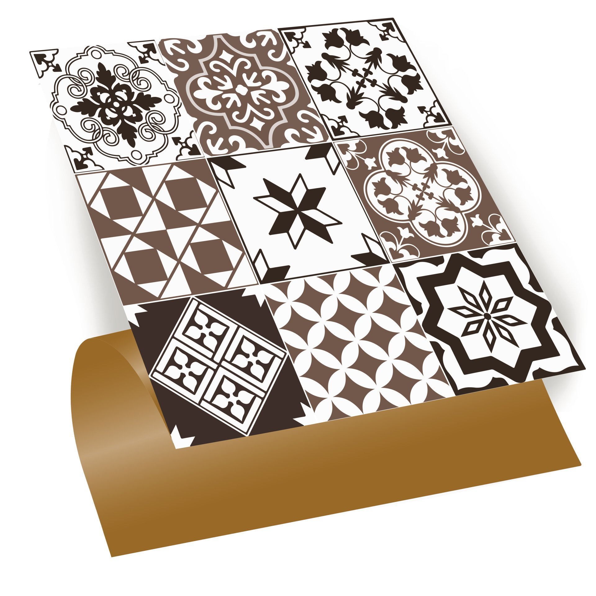 Tink Kendinden Yapışkanlı Karma Kahveli Siyah Desenli 30x30 cm Pvc Yer Duvar Döşemesi