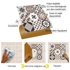 Tink Kendinden Yapışkanlı Karma Kahveli Siyah Desenli 30x30 cm Pvc Yer Duvar Döşemesi