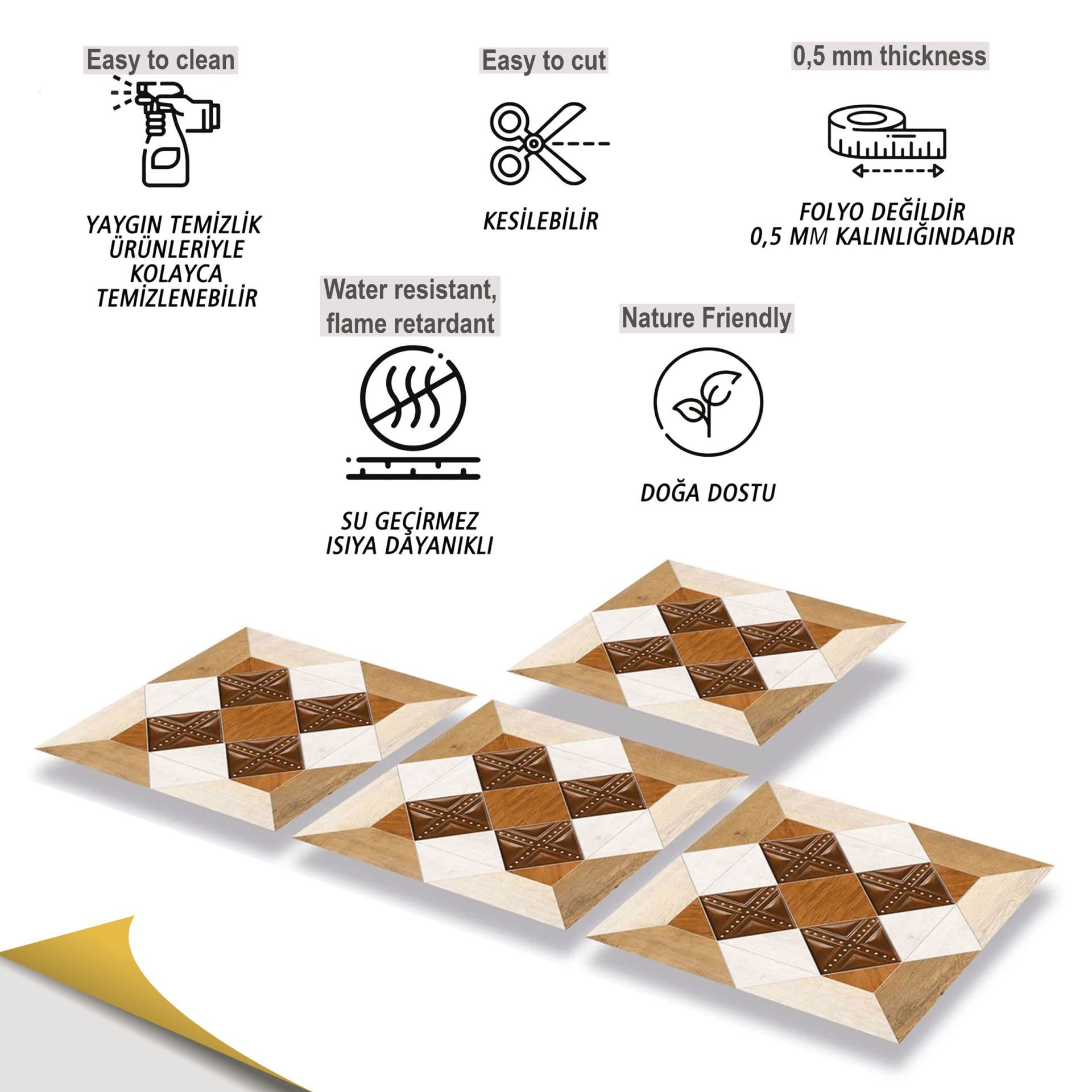 Tink Kendinden Yapışkanlı Ahşap Görünümlü Pvc 009 30x30 cm