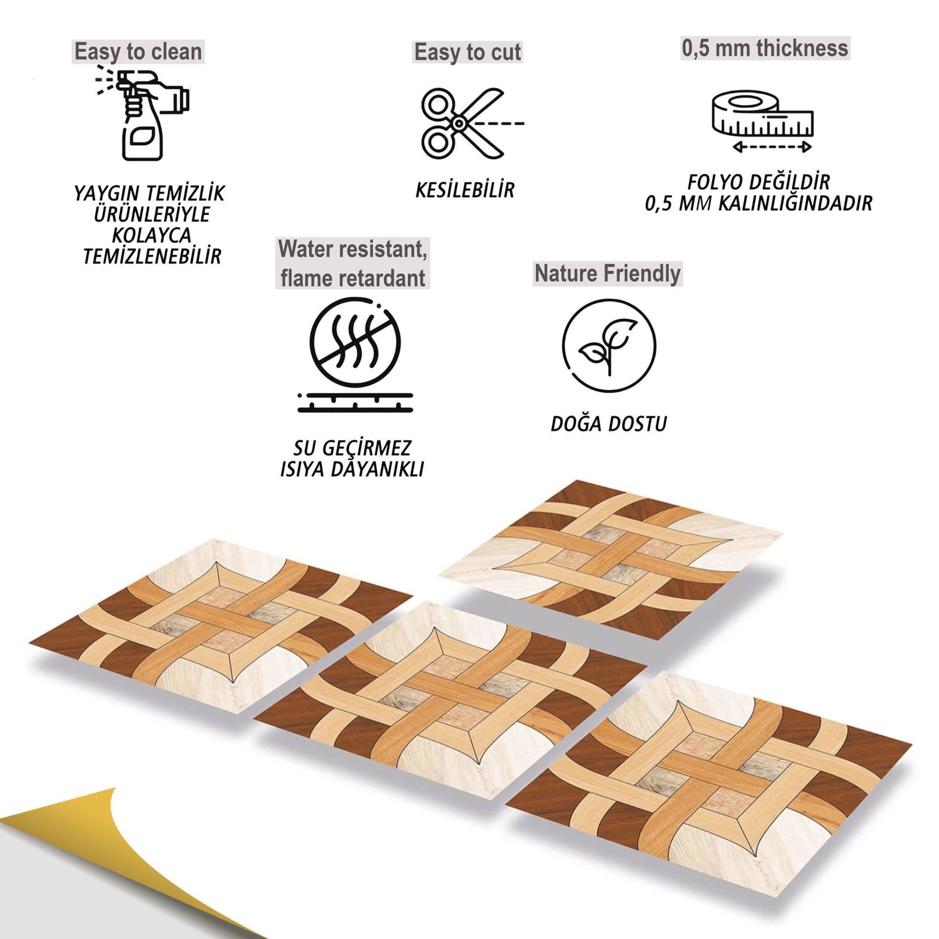 Tink Kendinden Yapışkanlı Ahşap Görünümlü Pvc 010 30x30 cm