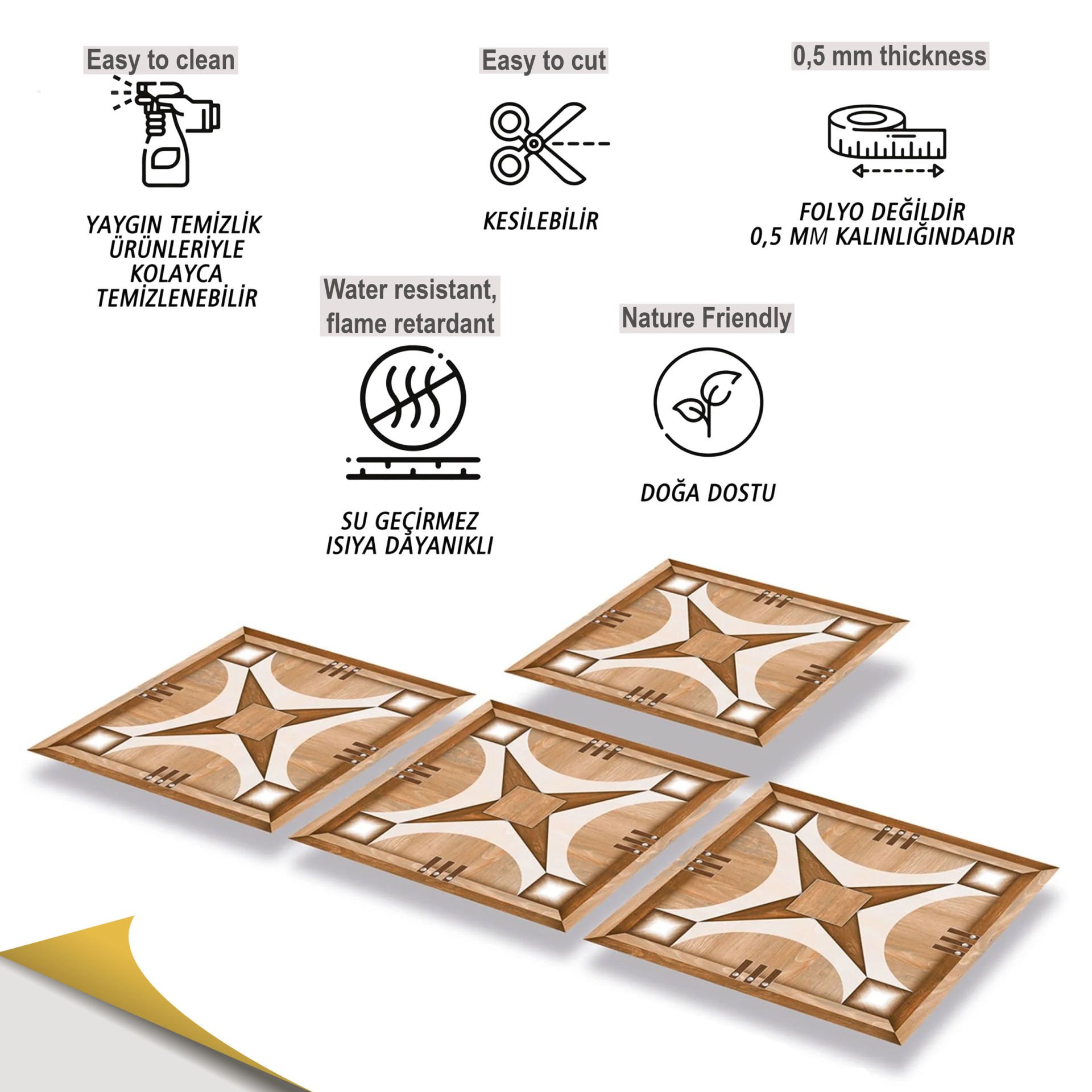 Tink Kendinden Yapışkanlı Ahşap Görünümlü Pvc 011 30x30 cm