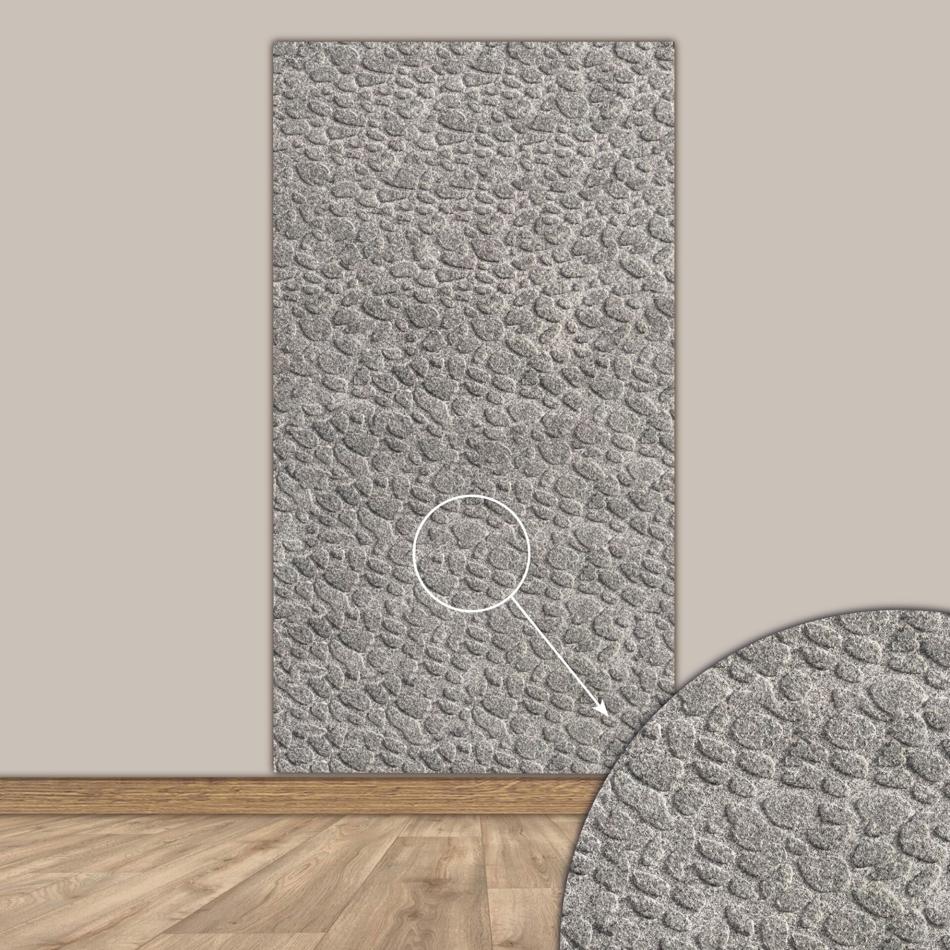 Tink 3D Kendinden Yapışkanlı Akustik Keçe Panel Leopar Desenli 52x97 cm 10 Adet (5 m²) - Açık Gri