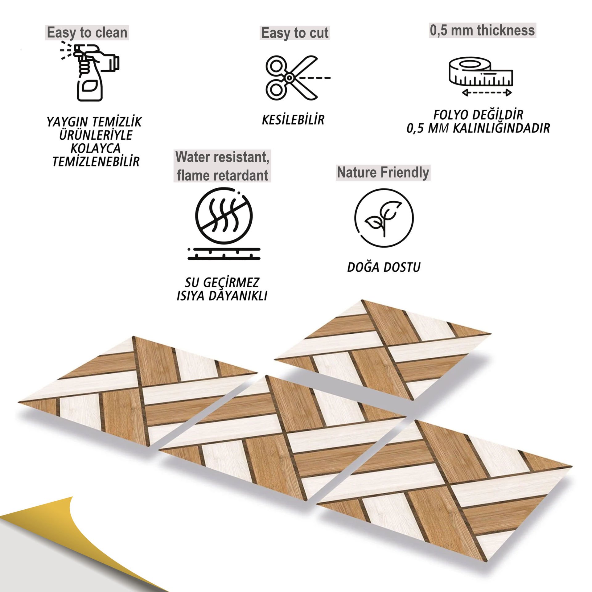 Tink Kendinden Yapışkanlı Ahşap Görünümlü Pvc 013 30x30 cm