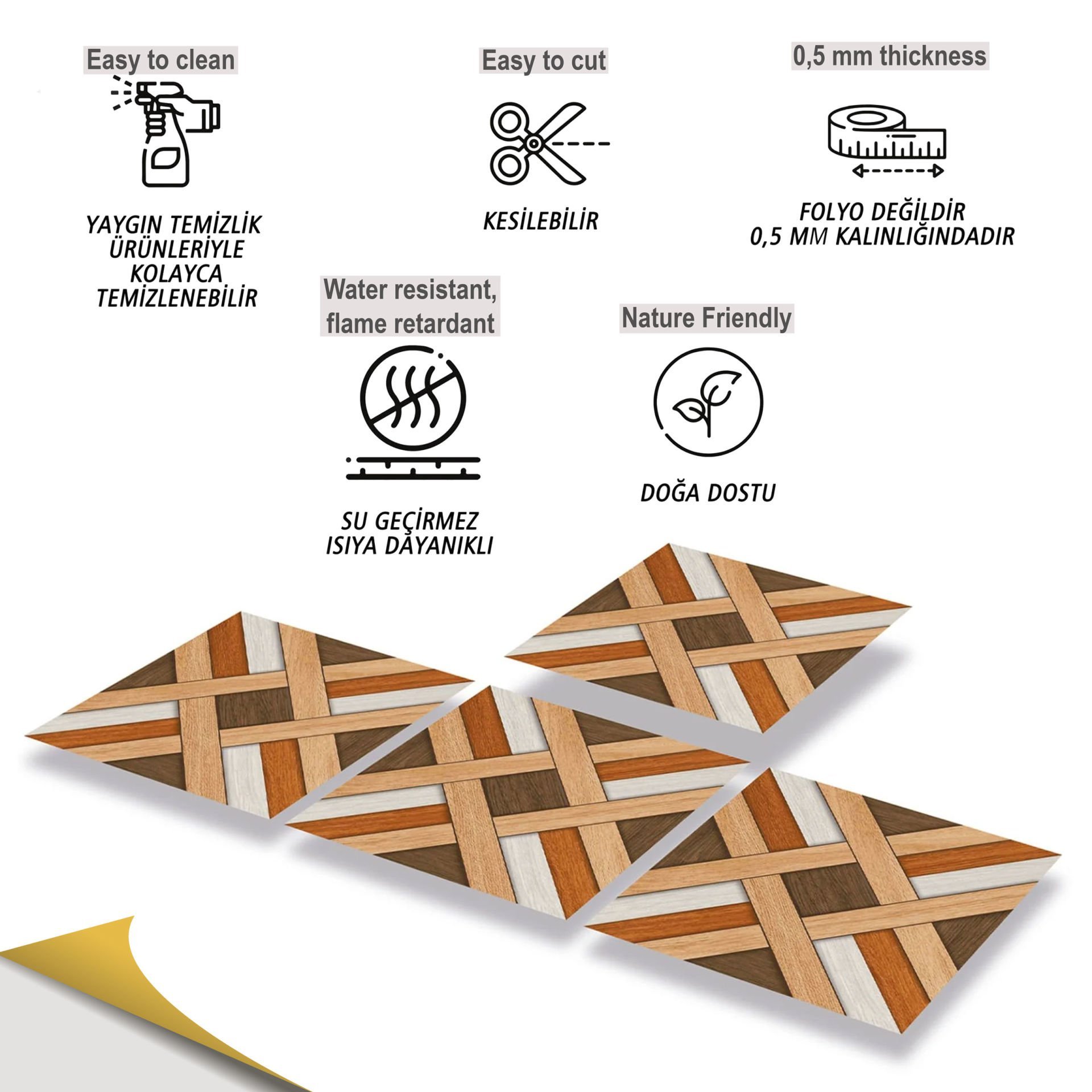 Tink Kendinden Yapışkanlı Ahşap Desenli Pvc Karo Kaplama 014 30x30 cm