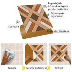 Tink Kendinden Yapışkanlı Ahşap Desenli Pvc Karo Kaplama 014 30x30 cm
