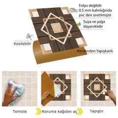 Tink Kendinden Yapışkanlı Ahşap Desenli Pvc Karo Kaplama 015 30x30 cm