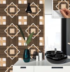 Tink Self Adhesive Wood Patterned PVC Tile Covering 015 30x30 cm 1 m2 (11 Pieces)