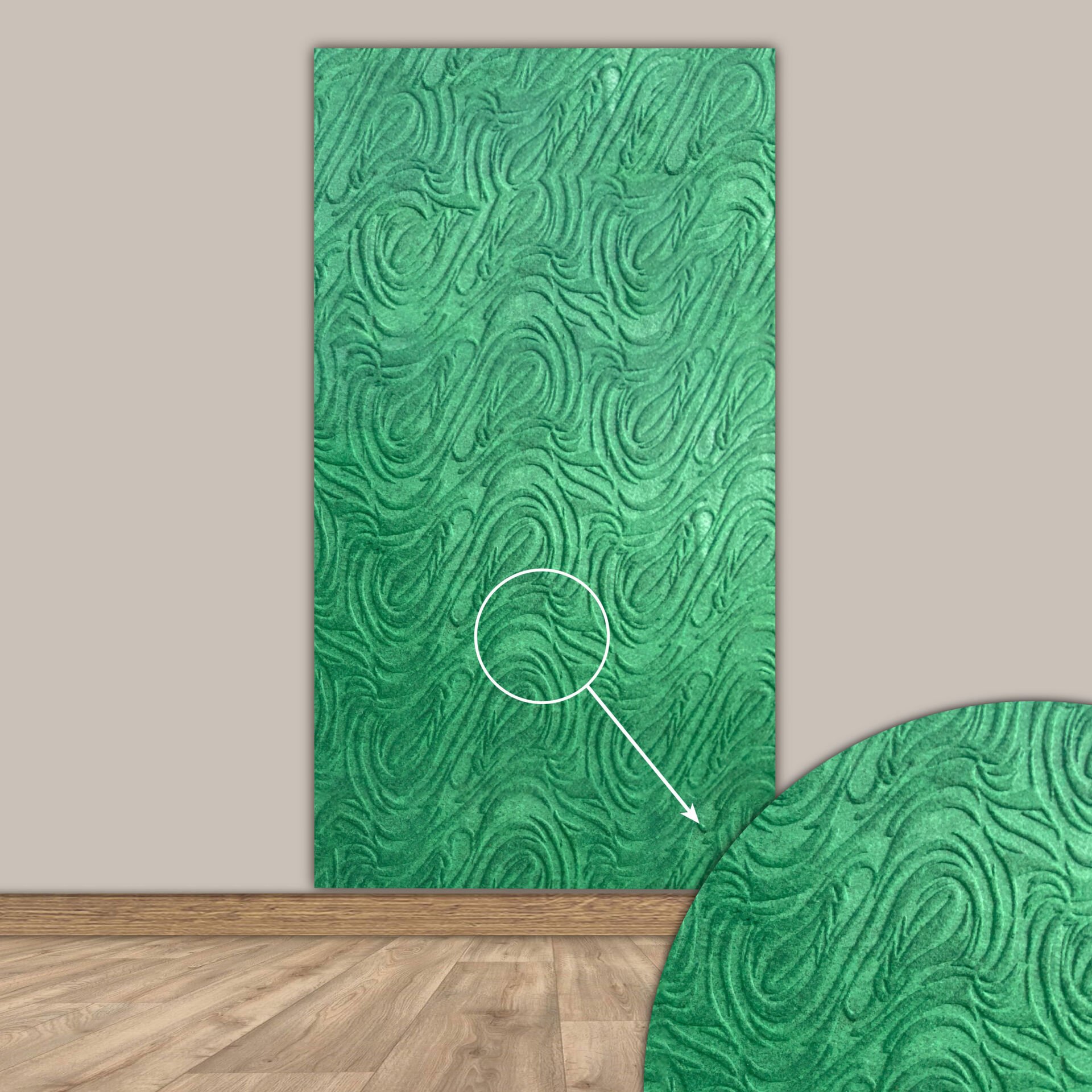 Tink 3D Kendinden Yapışkanlı Akustik Keçe Panel Dalgalı Desenli 52x97 cm 2 Adet (1 m²) - Yeşil