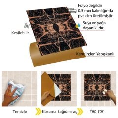 Tink Kendinden Yapışkanlı Mermer Desenli Pvc Karo 007 30x30 cm 1 m2 (11 Adet)