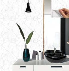 Tink Kendinden Yapışkanlı Silver Mermer Desenli Pvc Karo 30x30 cm