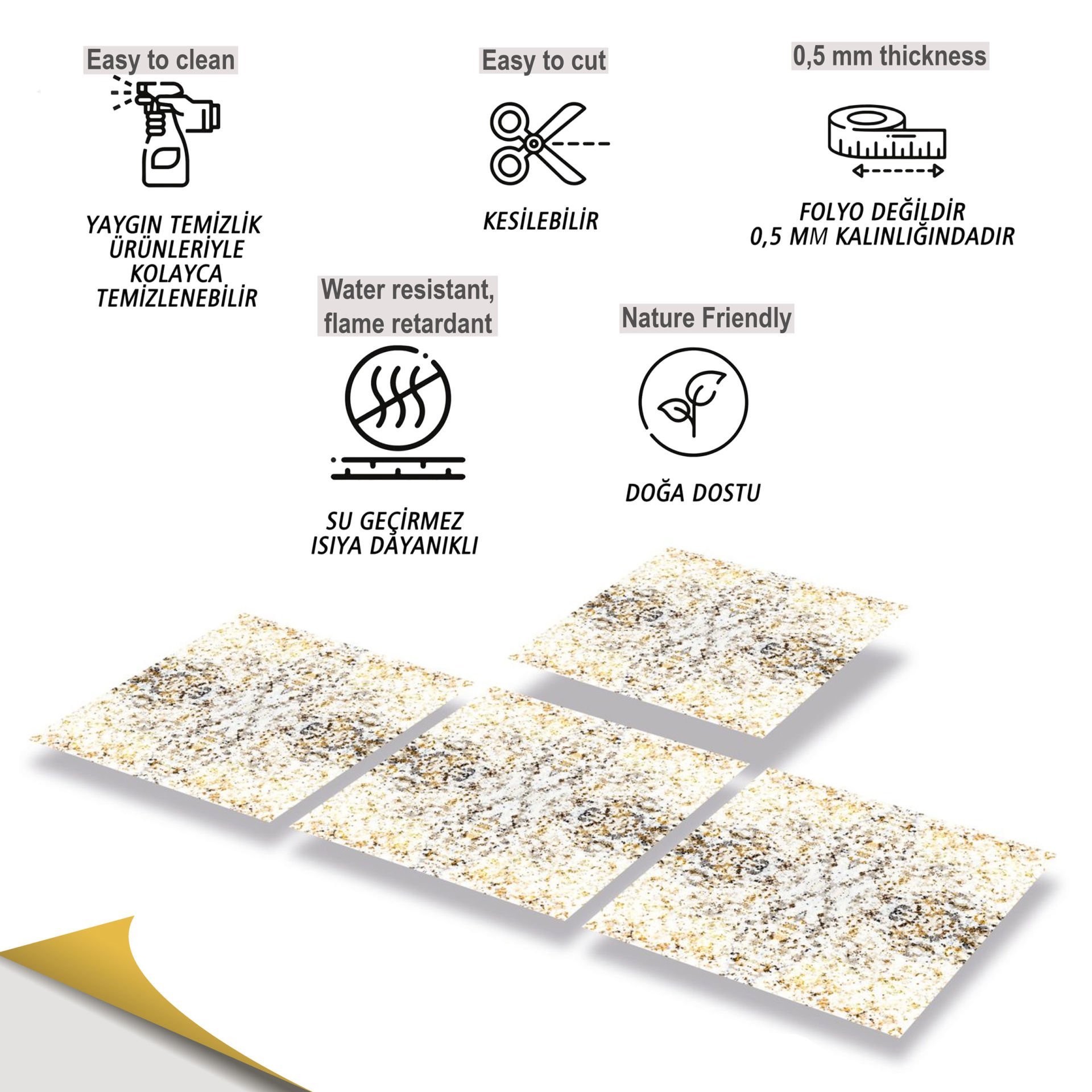 Tink Kendinden Yapışkanlı Mermer Desenli Pvc Karo 011 30x30 cm