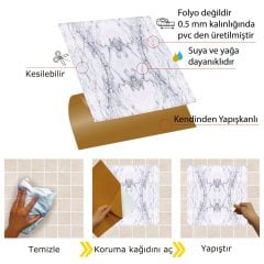 Tink Kendinden Yapışkanlı Mermer Desenli Pvc Karo 013 30x30 cm