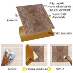 Tink Kendinden Yapışkanlı Mermer Desenli Pvc Karo 015 30x30 cm