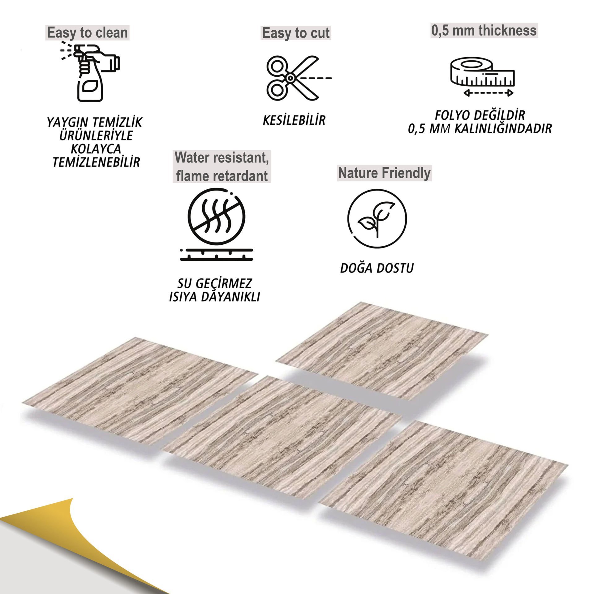 Tink Kendinden Yapışkanlı Mermer Desenli Pvc Karo 016 30x30 cm