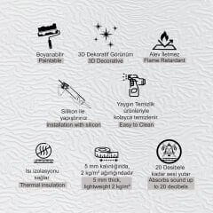 Tink 3D Duvar Paneli Boyanabilir Dekota 60x120 cm Alaca Desenli