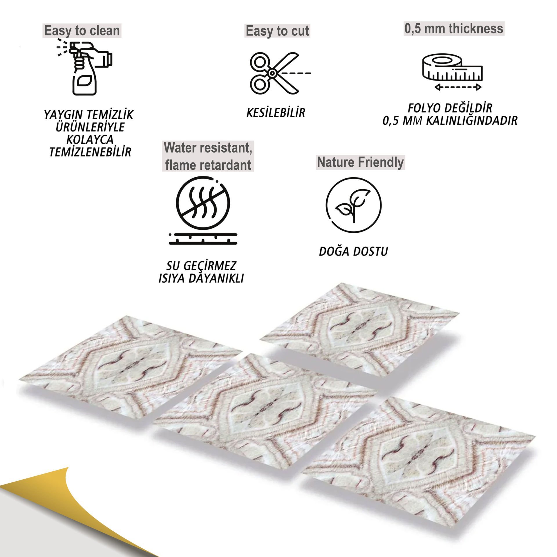 Tink Kendinden Yapışkanlı Mermer Desenli Pvc Karo 018 30x30 cm