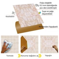 Tink Kendinden Yapışkanlı Mermer Desenli Pvc Karo 019 30x30 cm