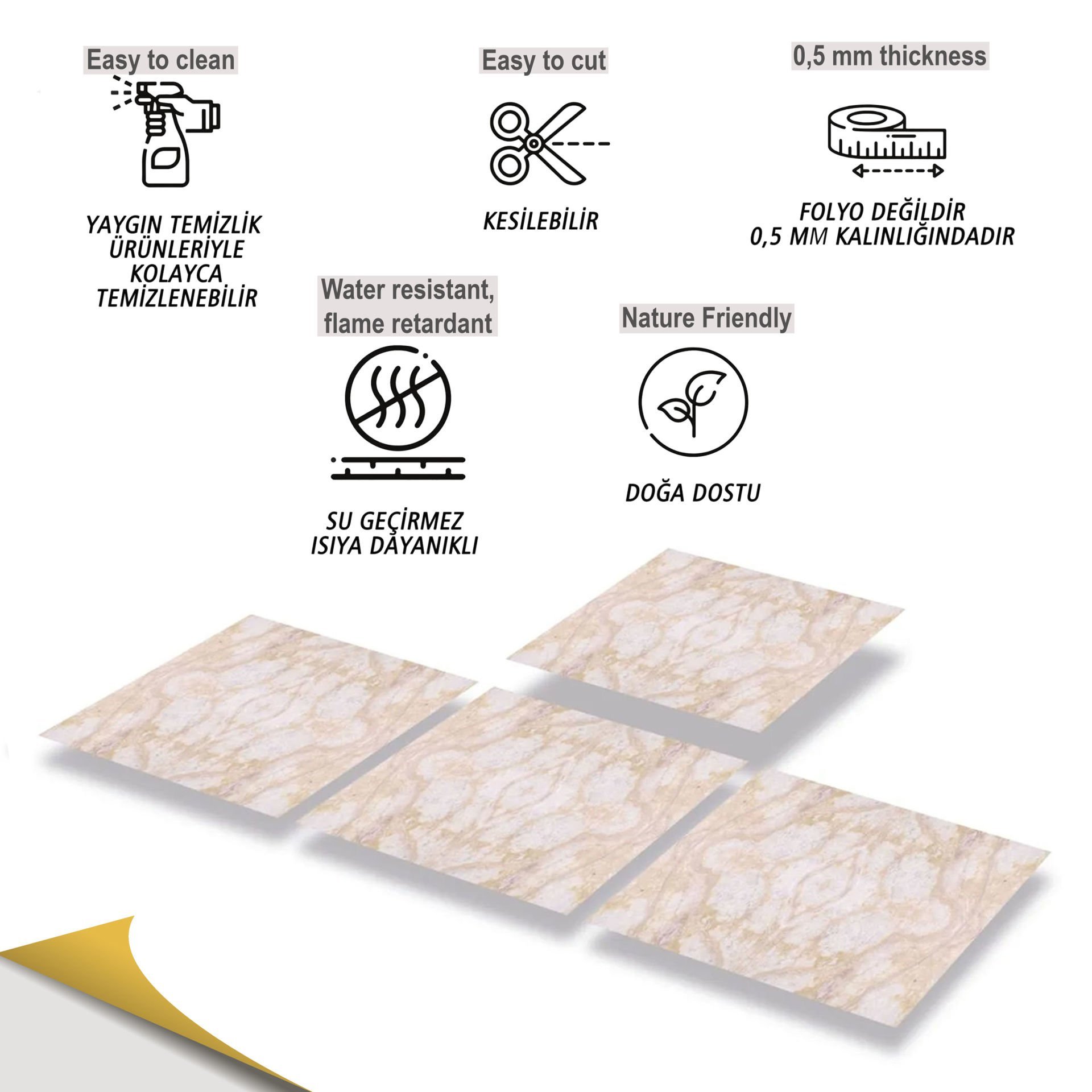 Tink Kendinden Yapışkanlı Mermer Desenli Pvc Karo 019 30x30 cm