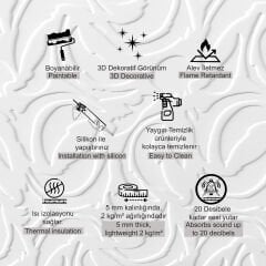 Tink 3D Duvar Paneli Boyanabilir Dekota 60x120 cm Modern Desenli