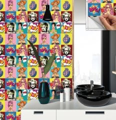 Tink Kendinden Yapışkanlı Fayans Karo Karma Pop Art 30x30 cm