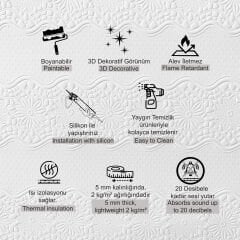 Tink 3D Duvar Paneli Boyanabilir Dekota 60x120 cm Çiçek Bahçesi Desenli