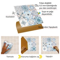 Tink Kendinden Yapışkanlı Fayans Karo Fas 4 Retro 001 30x30 cm