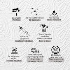 Tink 3D Duvar Paneli Boyanabilir Dekota 60x120 cm Dalga Desenli