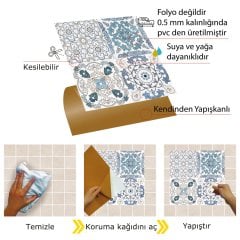 Tink Kendinden Yapışkanlı Fayans Karo Fas 4 Retro 002 30x30 cm