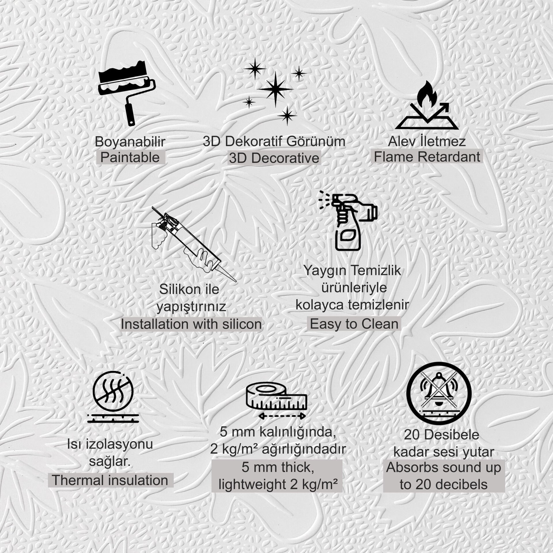 Tink 3D Duvar Paneli Boyanabilir Dekota 60x120 cm Ağaç Desenli