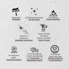 Tink 3D Duvar Paneli Boyanabilir Dekota 60x120 cm Ağaç Desenli