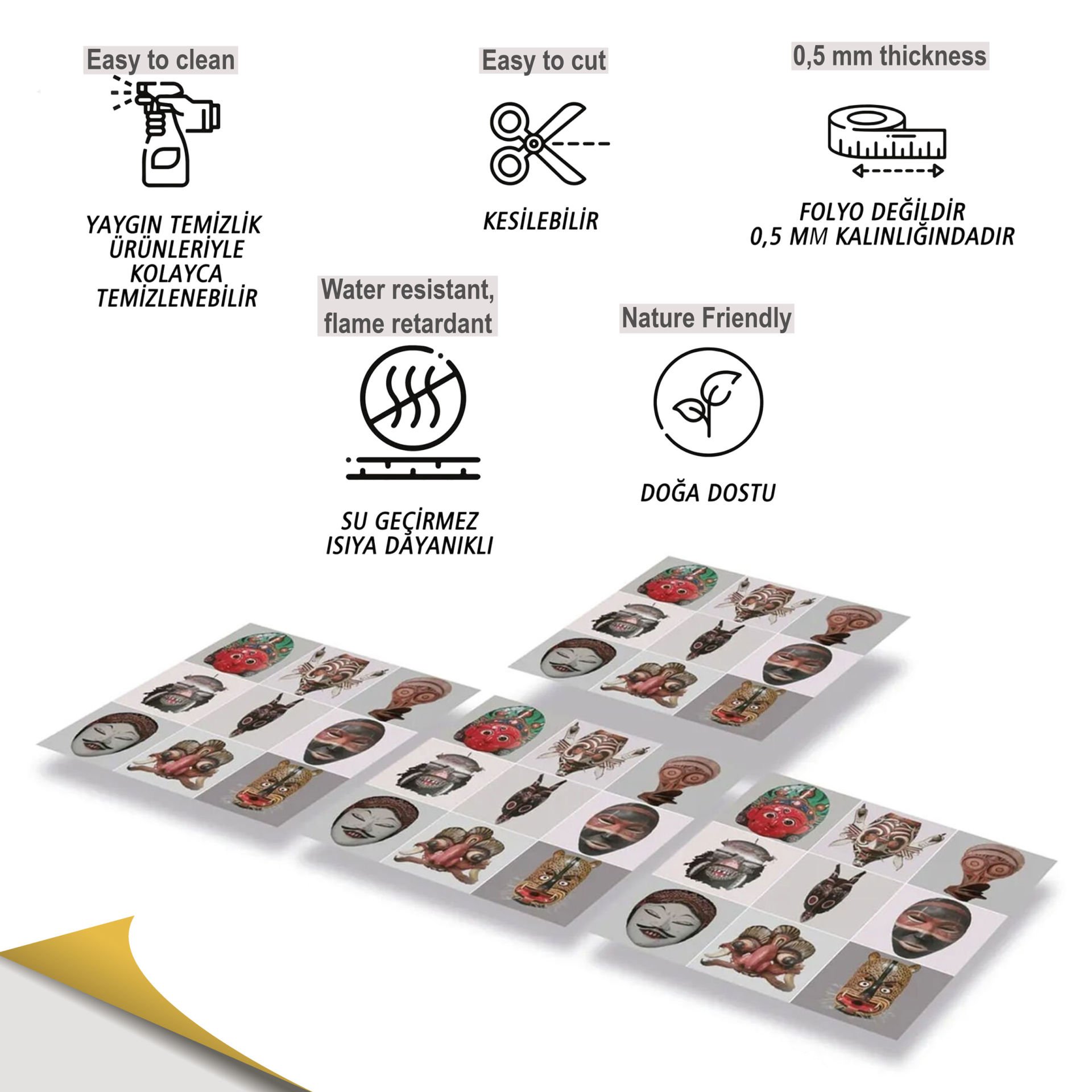 Tink Kendinden Yapışkanlı Fayans Karo Mask 001 30x30 cm