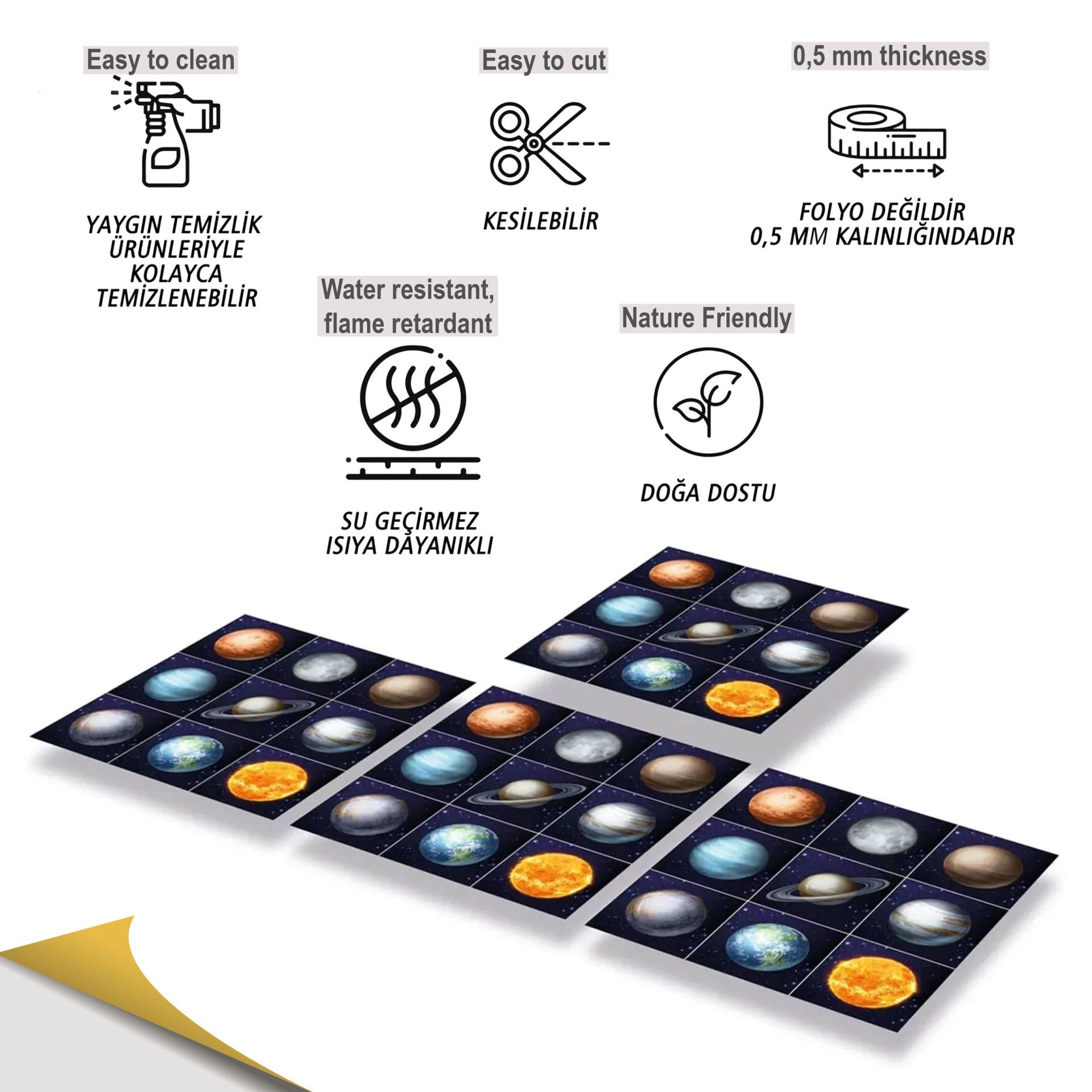 Tink Kendinden Yapışkanlı Fayans Karo Gezegenler 001 30x30 cm