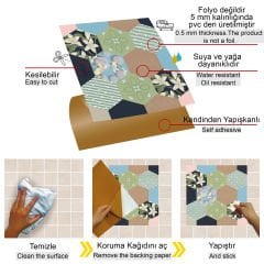 Tink Kendinden Yapışkanlı Pvc Altıgen Çiçek 30x30 cm Kaplama