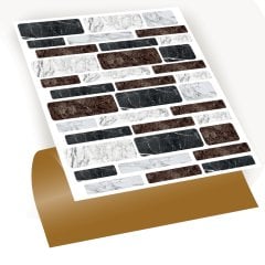 Tink Kendinden Yapışkanlı Asorti Mermer Desenli 30x30 cm Pvc Karo 1 m2 (11 Adet)