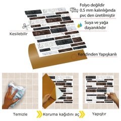 Tink Kendinden Yapışkanlı Asorti Mermer Desenli 30x30 cm Pvc Karo 1 m2 (11 Adet)