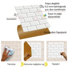 Tink Kendinden Yapışkanlı Metro Karo 30x30 cm Pvc Zemin Duvar Kaplama