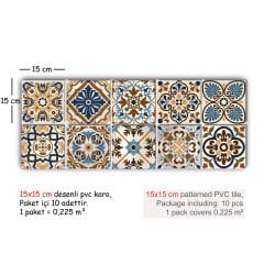 Tink Kendinden Yapışkanlı Karma Fas Dekoratif Mini Pvc Karo Kaplama 15x15 cm 10'lu Paket - Tekli Paket