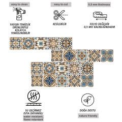 Tink Kendinden Yapışkanlı Karma Fas Dekoratif Mini Pvc Karo Kaplama 15x15 cm 10'lu Paket - Tekli Paket