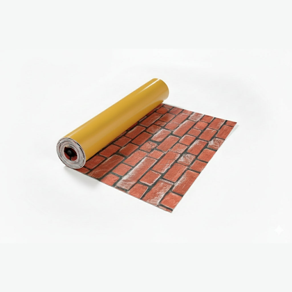 Tink Kendinden Yapışkanlı Keçe Duvar Kağıdı Kırmızı Tuğla Desenli 48x280 cm