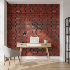 Tink Kendinden Yapışkanlı Keçe Duvar Kağıdı Kırmızı Tuğla Desenli 48x280 cm