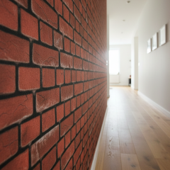 Tink Kendinden Yapışkanlı Keçe Duvar Kağıdı Kırmızı Tuğla Desenli 48x280 cm