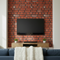 Tink Kendinden Yapışkanlı Keçe Duvar Kağıdı Kırmızı Tuğla Desenli 48x280 cm